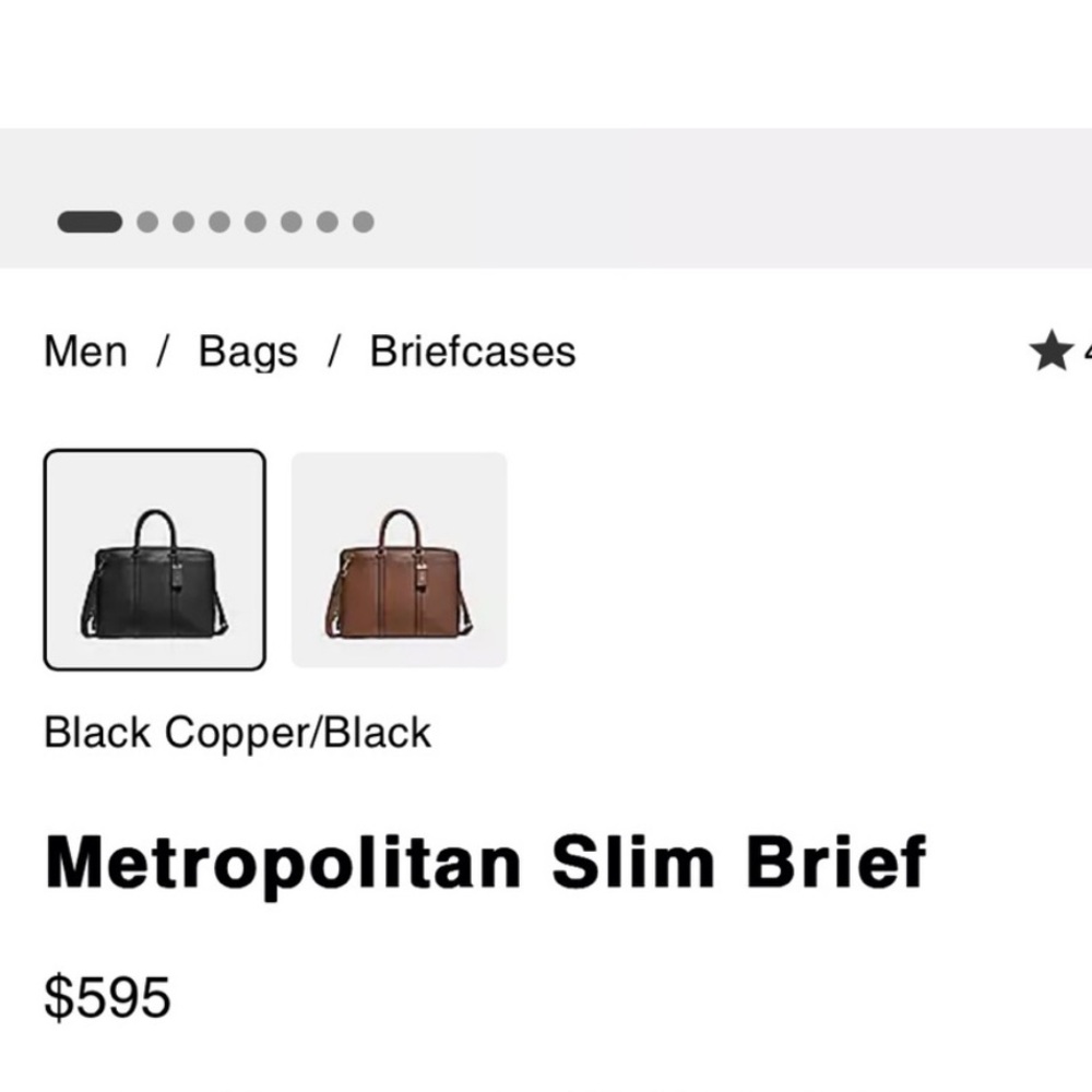 COACH Metropolitan Slim Brief (Briefcase) in Saddle Brown and Brass - Picture 8 of 8